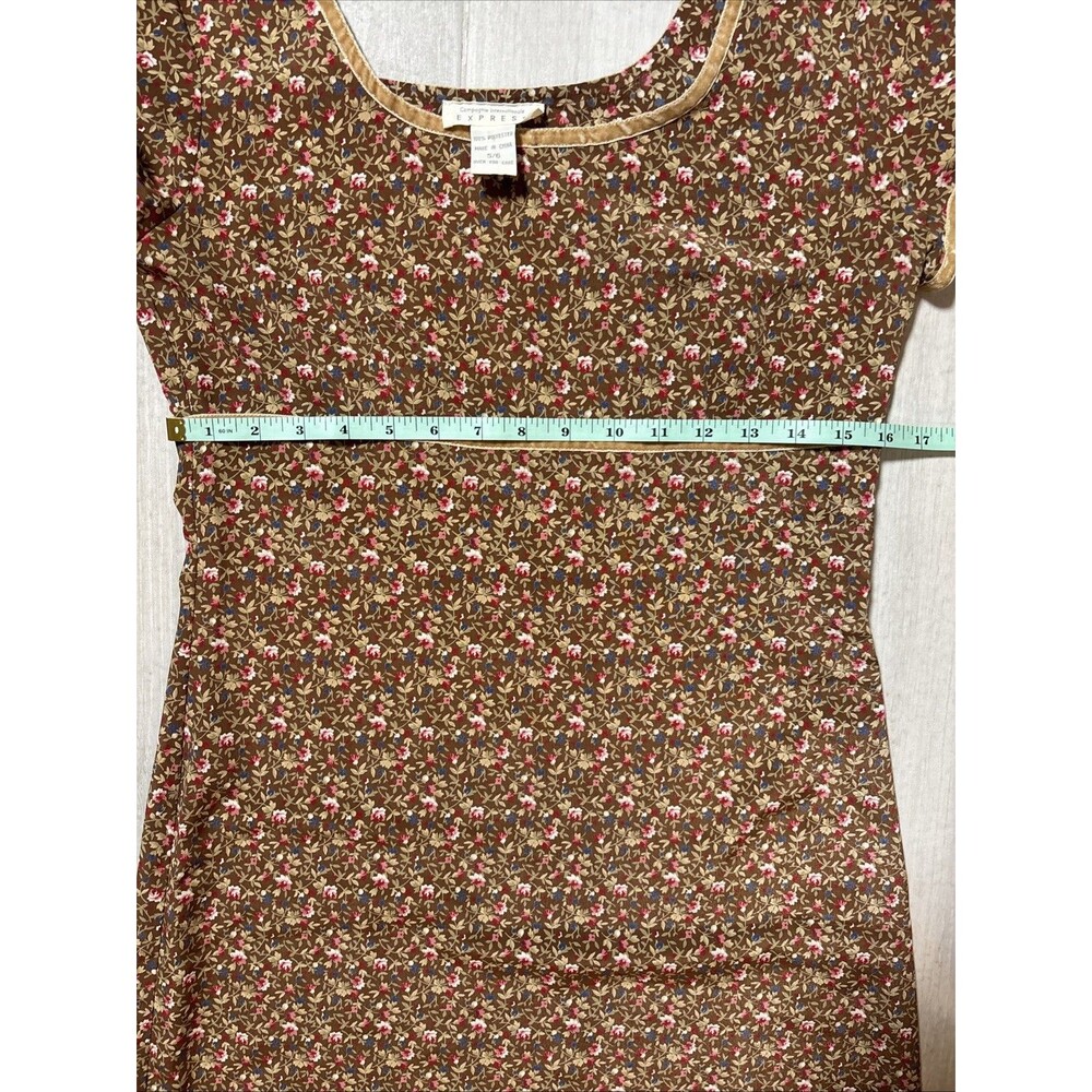 Vintage Express Brown Floral Maxi Dress Size 5/6 90’s cottagecore - Picture 10 of 12